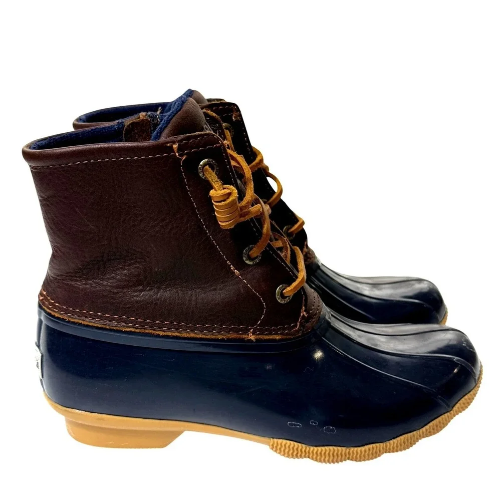 Sperry‎ Saltwater Duck Boot Leather Navy Tan 5.5